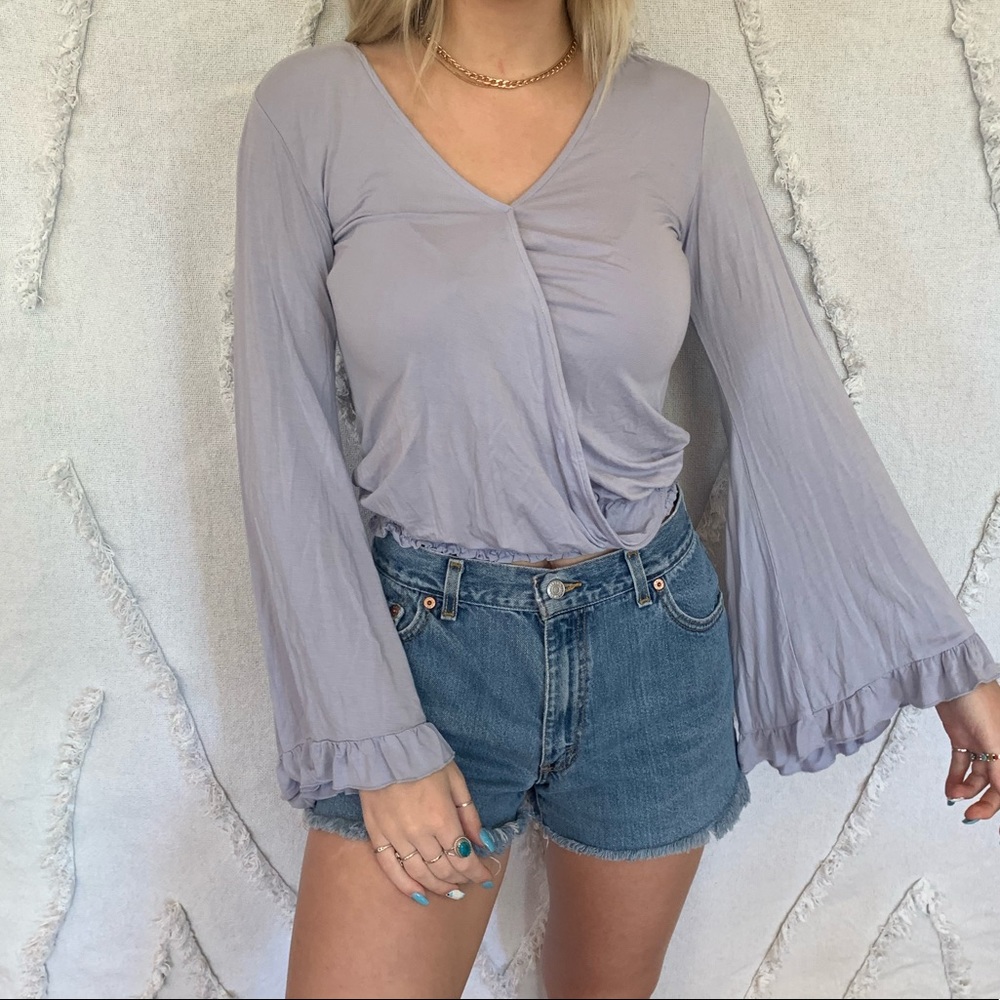 aerie boho periwinkle bell-sleeved blouse - Picture 4 of 5